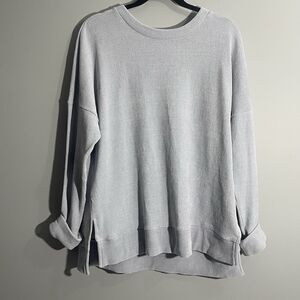 Jockey Women’s Elevated Loungewear Gray Ribbed Side Slit Pullover Top Size XL